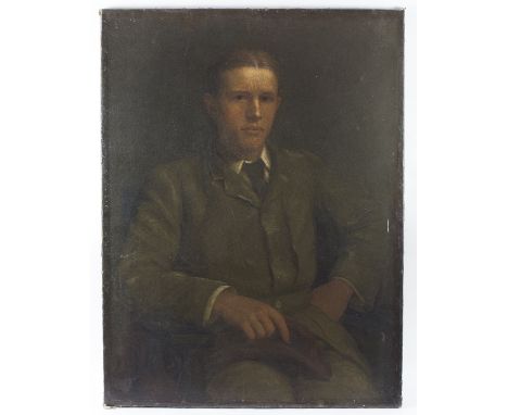 Early 20th Century English School/Portrait of a Young Man, seated/oil on canvas, 95cm x 73cm