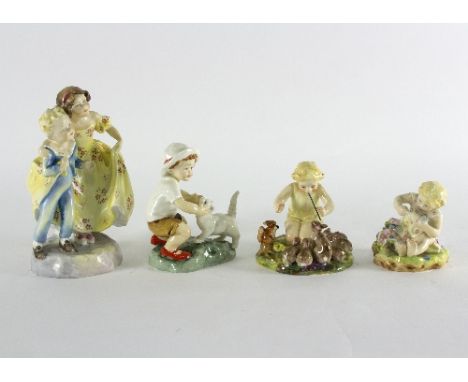 A Royal Worcester figure 'A Woodland Dance' modelled by F G Doughty, marked and inscribed in puce, 10cm high and three others