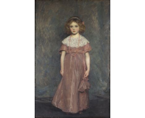 William Mouat Loudan (British 1868-1925)/Girl in a Pink Dress/full-length portrait/signed and dated lower left William Mouat 