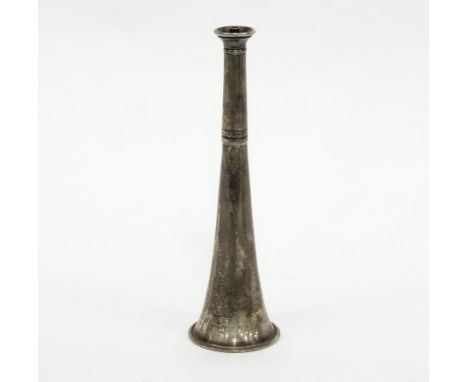 A Victorian silver table lighter, modelled as a hunting horn, 18cm high