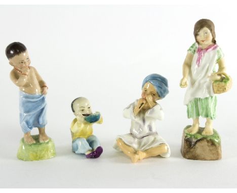 Four Royal Worcester figures 'China', 'India', 'Burmah' and 'Ireland', modelled by F G Doughty, black printed marks, the tall