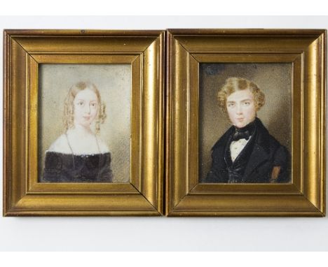 W S Hunt, 1841/Mr and Miss Martin/a pair/portrait miniature, 8.75cm x 7cm/see illustration