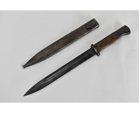 A Horster &amp; Co of Salinger WWII German knife bayonet, used for the 8mm Mauser 98k rifle having blued blade stamped 43 asw