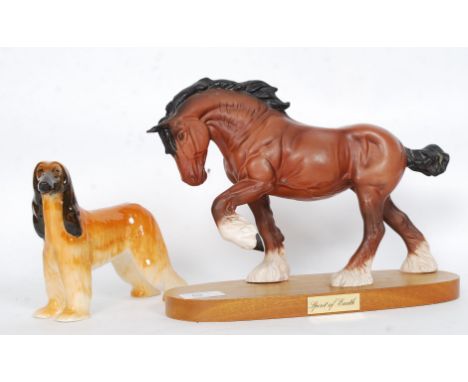 A Beswick ' Spirit of Earth 'ceramic figurine designed by Graham Tongue together with a Beswick Afghan hound dog figurine ent