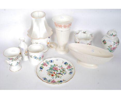 A collection of Aynsley ceramics to include table lamp, ginger jar, vases, jardiniere etc also includes 2 Wedgwood vases