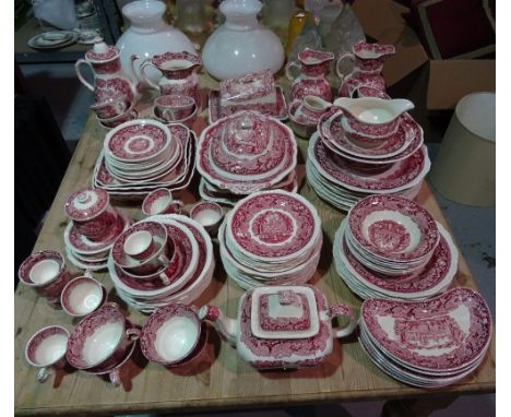 A Masons Vista dinner service, with pink and red floral decoration, to include plates, tea plates, jugs and sundry, (qty).