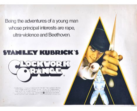 A vintage film poster, 'A Clockwork Orange', Warner Bros., 1971, single sheet, loose, 76cm x 102cm.  Illustrated