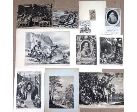A group of assorted mainly Old Master engravings, all unframed, together with a colour print after James Humbert Craig, and a