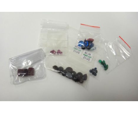 A quantity of loose stones, including; turquoise, ruby, sapphires, small diamonds and larger colourless gems, (qty).