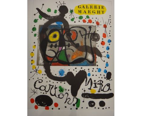 Four vintage Joan Miro coloured lithographs; Terres du Grand Feu, Sala Gaspar, fundacio Joan Miro Parc Montjvic and Galerie M