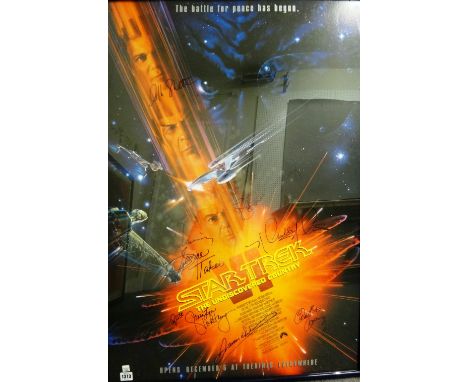 A Vintage film poster 'Star Trek VI The Undiscovered Country', Paramount pictures, 1991, single sheet, signed by the cast, fr