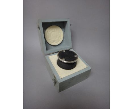 A vintage 'Ball & Biscuit' 4021 type microphone, by Standard Telephones & Cables Ltd, boxed.  Illustrated