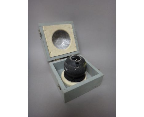 A vintage 'Ball & Biscuit' 4021 type microphone, by Standard Telephones & Cables Ltd, boxed.  Illustrated