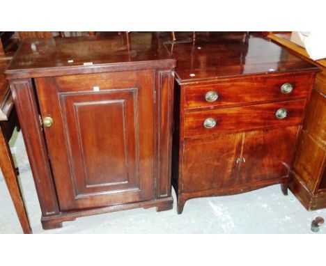 A 19th century mahogany bedside commode, 61cm wide x 70cm high, together with a mid-19th century mahogany night stand with ga