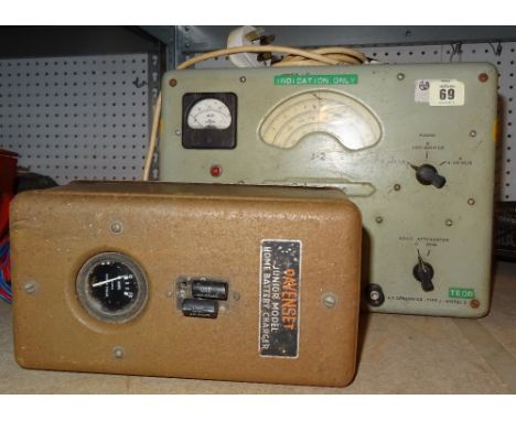 An early 20th century Advance J-2 signal valve generator, and a Davenset vintage battery charger, (2). 