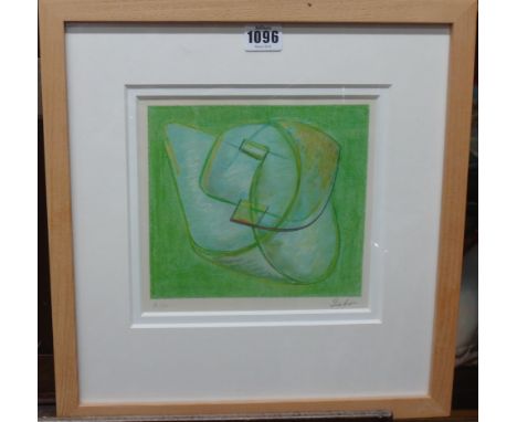 Naum Gabo (1890-1977), Opus XX, Grren, colour lithograph, signed and numbered 19/150, 19cm x 20.5cm. DDS