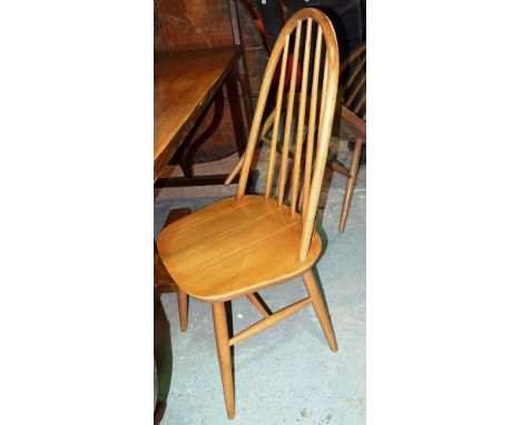 A set of four Ercol style stick back dining chairs, (4).