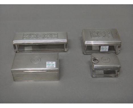 A silver rectangular case, to hold a razor, fitted within with two base metal 'Gillette Blades' cases to hold razor blades, t