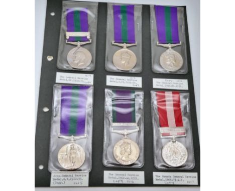 A Collection of 6 Vintage Retrospective Copies of Military General Service Medals Comprising; General Service Medal 1910-35, 