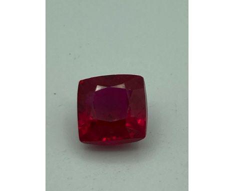 Natural RUBY 9.12 carat square cushion  cut complete with certificate of authenticity. 