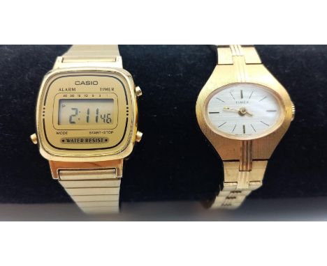 A Couple of Classic Gilded Ladies Watches. A Timex and a Casio. Both in working order. 