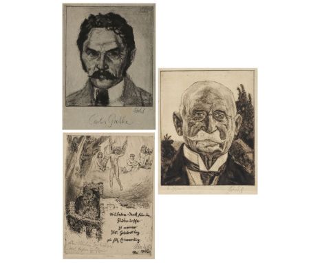 Bernhard Pankok1872 Münster - 1943 Baierbrunn - "Carlos Grethe" - Radierung/Papier. 20 x 13,2 cm, 32,5 x 19,9 cm. Sign. r. u.
