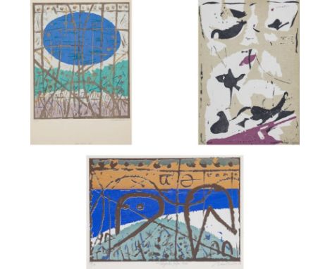 Hans Kuhn1905 Baden-Baden - 1991 Berlin - "Gutes 1966!" - Farbserigrafie/Papier. 39/70. 48 x 40 cm, 68,5 x 54 cm. Sign. und d