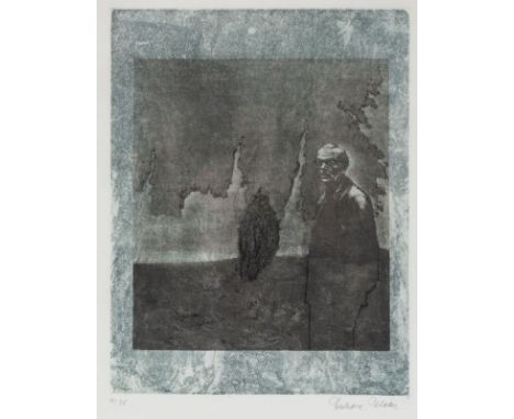 Eberhard Schlotter1921 Hildesheim - 2014 Altea - Arno Schmidt - Farbradierung/Papier. 11/25. 31,8 x 24,5 cm, 56,4 x 46,5 cm. 