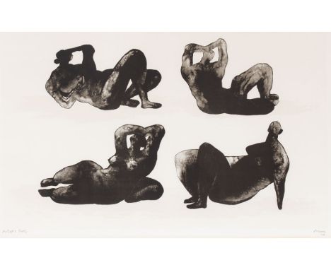 Henry Moore1898 Castleford - 1986 Much Hadham - "Four reclining figures" (aus: "Hommage à Picasso") - Farblithografie/Papier.