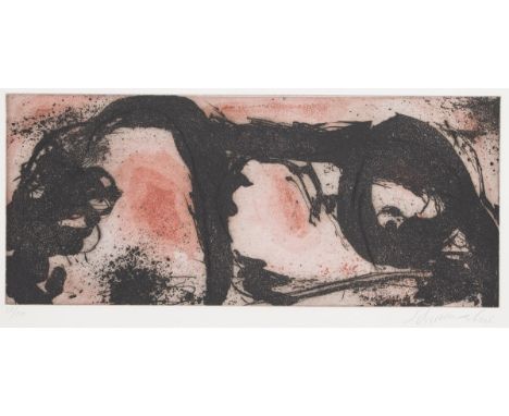 Emil Schumacher1912 Hagen - 1999 San José (Ibiza) - Ohne Titel - Farbige Aquatintaradierung/Papier. 52/100. 21 x 49,5 cm, 49,