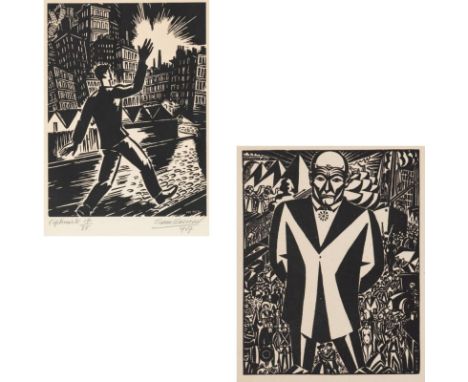Frans Masereel1889 Blankenberge - 1972 Avignon - "L'optimiste" - Holzschnitt/Papier. 17/25. 31 x 22,9 cm, 45 x 31,8 cm (Sicht