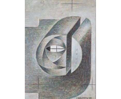 Franz Belting1908 Lehrte - 2010 Hannover - "projekt hareb/88 -a" - Wachsfarben/Papier. 19 x 14 cm. Sign. und dat. r. u.: F. B