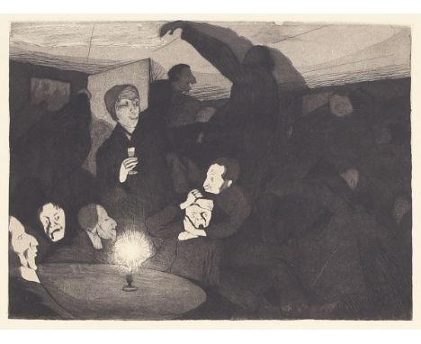 Karl Hofer1878 Karlsruhe - 1955 Berlin - "Geschlossene Gesellschaft" - Radierung/Papier. 19,5 x 29,8 cm, 44,2 x 54,7 cm. (Von