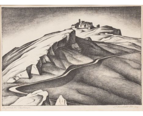 Alexander Kanoldt1881 Karlsruhe - 1939 Berlin - "Il paese di Bellegra" - Lithografie/Papier. 23,6 x 33,2 cm, 35,6 x 45,2 cm. 