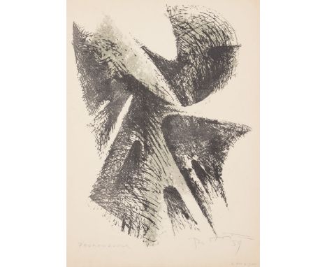 Bernhard Heiliger1915 Stettin - 1995 Berlin - Komposition - Farblithografie/Papier. Probedruck. 59 x 45 cm, 69 x 55,3 cm. Sig