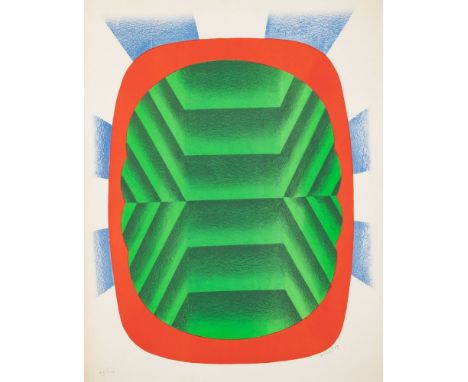 Kumi Sugai1919 Kobe - 1995 Kobe - "L'eclipse au soleil" - Farblithografie/Papier. 40/100. 65,5 x 53 cm, 76,4 x 56,6 cm.    Si