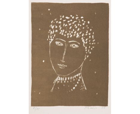 Zoran Antonio Music1909 Bukovica - 2005 Venedig - "Testina" - Lithografie/Papier. 8/25. 23,5 x 17,8 cm, 35,8 x 26,5 cm. Sign.