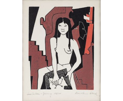 Christian Schad1894 Miesbach - 1982 Stuttgart - "Seeräuber-Jenny" - Farblinolschnitt/Papier. 52/100. 30 x 23,8 cm, 38,2 x 30,