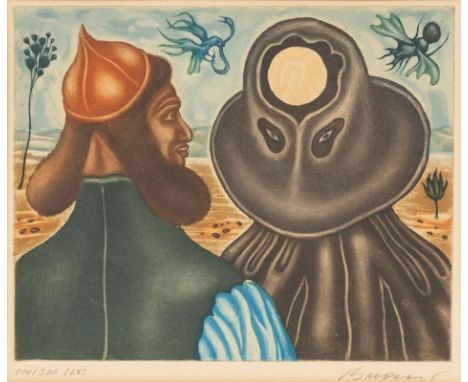 Arik Brauer1929 Wien - 2021 Wien - "Durch den Hut" - Farbradierung/Papier. 114/300 (LX). 20,8 x 25,6 cm, 22,5 x 27 cm (Passep