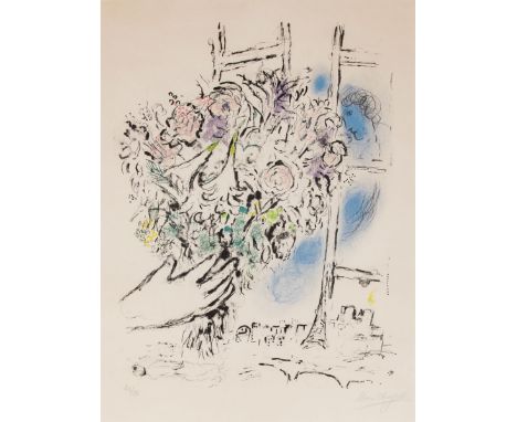 Marc Chagall1887 Witebsk - 1985 St. Paul de Vence - "Offrande de Fleurs" (Blumen-Opfergabe) - Farblithografie/Papier. 43/50. 
