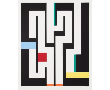 Walter Dexel1890 München - 1973 Braunschweig - "Weisse Zeichen" - Farbserigrafie/Papier. 24/150. 51,7 x 42,5 cm, 68,8 x 60 cm