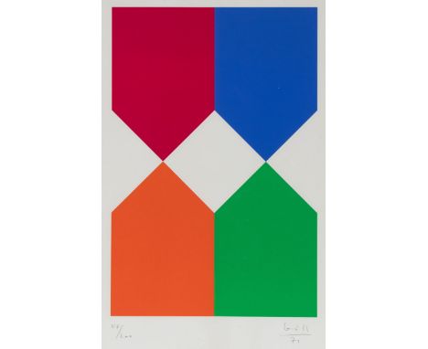 Max Bill1908 Winterthur - 1994 Berlin - Ohne Titel - Farbserigrafie/Papier. 56/200. 54 x 35,8 cm, 69 x 49 cm. Sign. und dat. 