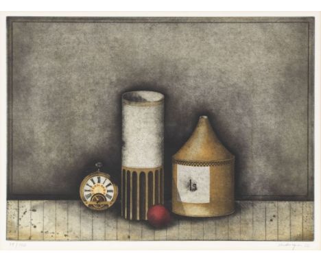 Friedrich Meckseper1936 Bremen - 2019 Berlin - "Stilleben VIII" - Farbradierung/Papier. 79/150. 36 x 49,5 cm, 38,8 x 52 cm (P
