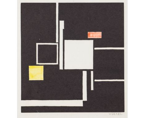 Walter Dexel1890 München - 1973 Braunschweig - "Quadrate" - Handkolorierter Holzschnitt/Japan. 23,1 x 21,8 cm, 48,7 x 34,2 cm