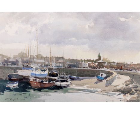 David K. Taylor (Australian, b.1941) 'Group Gathering, St Sampsons Harbour'watercolour, signed lower left, titled to exhibiti