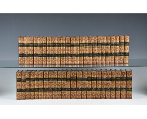 Waverley Novels - 48 volumes Fisher, Son &amp; Co., London 1836-38, red half calf, gilt, marbled boards. (48)* Condition: Lig