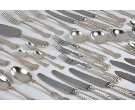 A suite of silver Kings pattern flatware Viner's Ltd, Sheffield, 1963, eight settings comprising of eight each of dinner fork