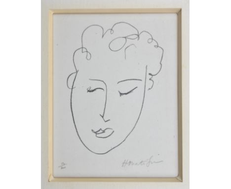 Henri Matisse (French, 1869-1954) Tête de Femmelithograph, signed in pencil lower right and numbered in pencil lower left 170
