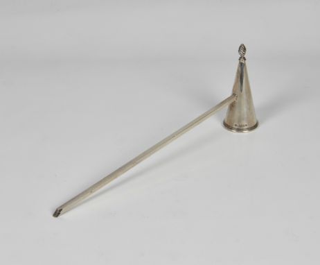 A modernist silver candle snuffer Asprey &amp; Co Ltd, London, 1962, handle of square angular form to conical snuffer with re