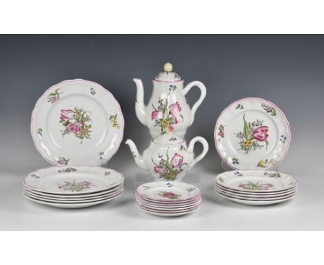 A Spode 'Marlborough Sprays' tea, coffee &amp; part dinner service comprising of teapot (a/f); coffee pot; cream jug; sugar b